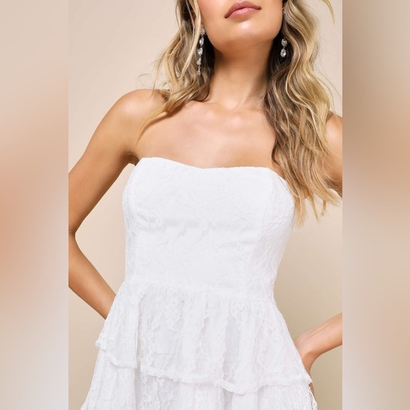 LULU’S Sweet Perception White Lace Strapless Mini Dress - Picture 4 of 6